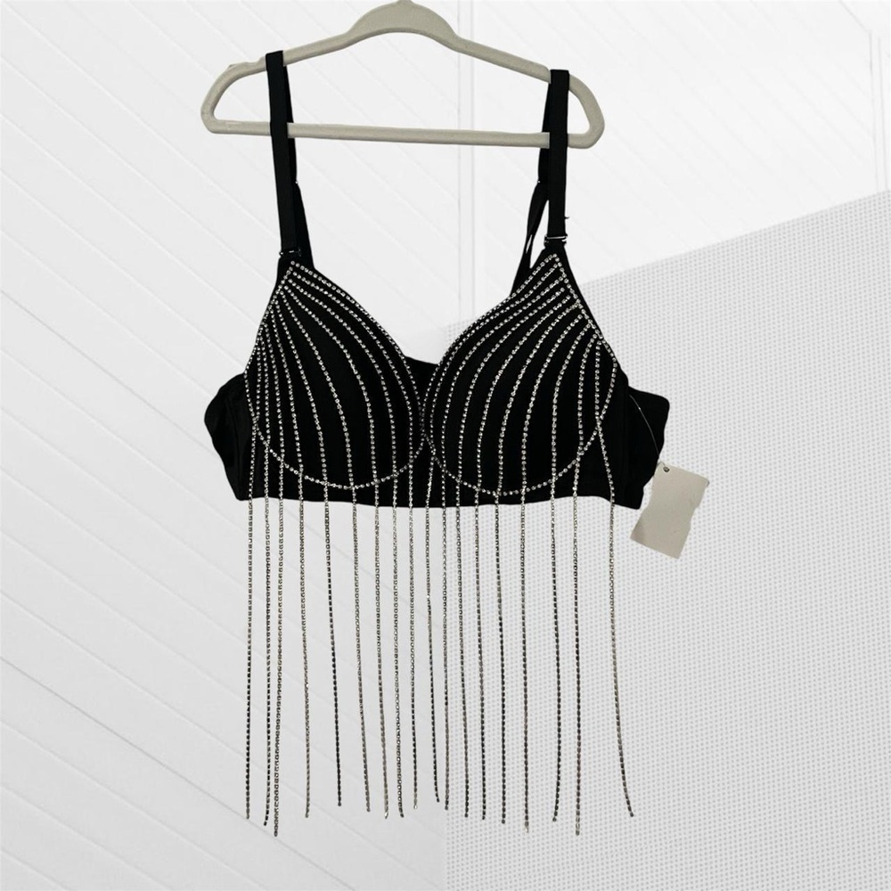 Rhinestone Beaded Bra Top
